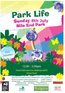 Mile End Park's Park Life Event - Sunday 8th July