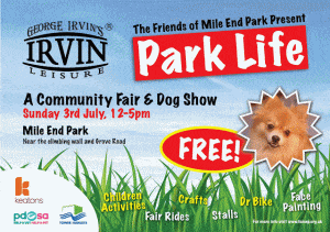 Flyer for 2016 Park Life Community Fair and Dog Show 3rd July