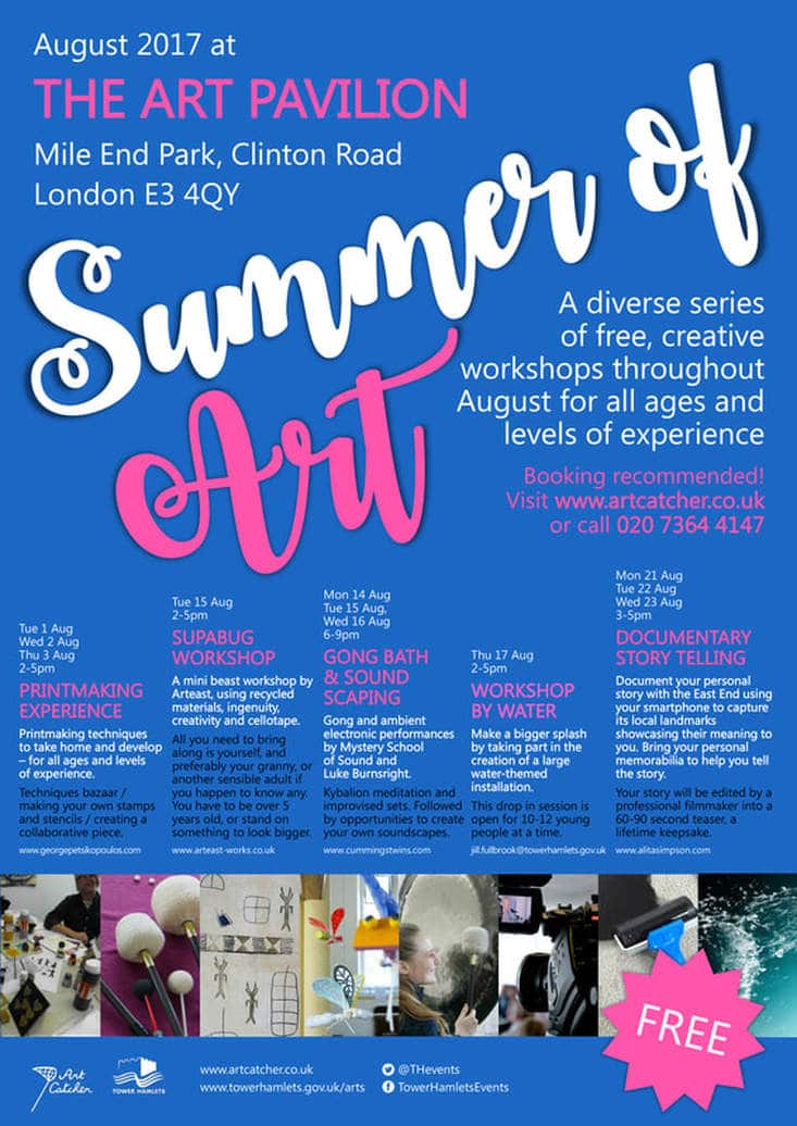 Art Pavilion: Summer of Art (15, 16, 17, 21, 22, 23rd August) exhibition in the Art Pavilion. Mile End Park