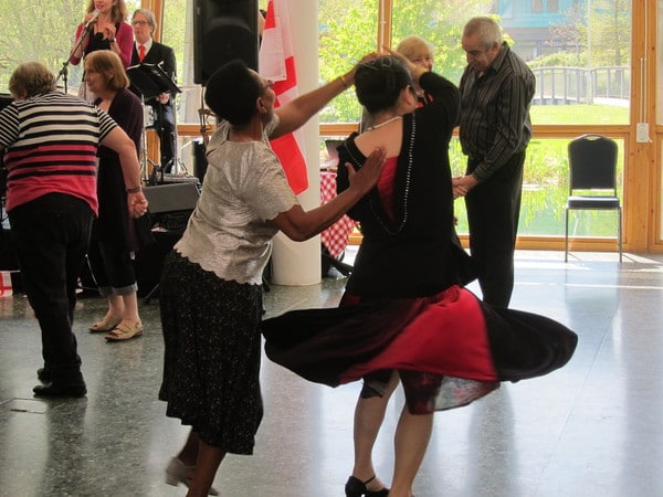 Couples dancing in the Art Pavilion