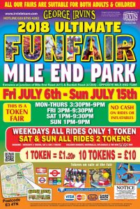 Flyer for George Irvin's Funfair in Mile End Park