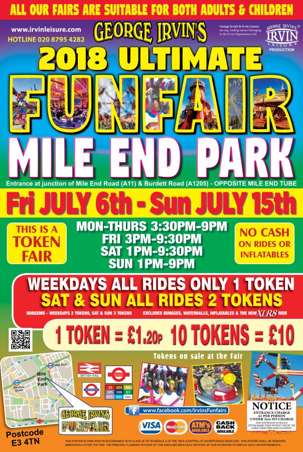 Flyer for George Irvin's Funfair in Mile End Park