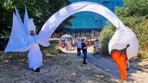 The magnificient swan puppet from the REgent's Canal @200 Festival 2022