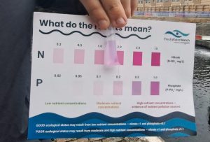 Water testing on the Regents Canal at Mile End Lock