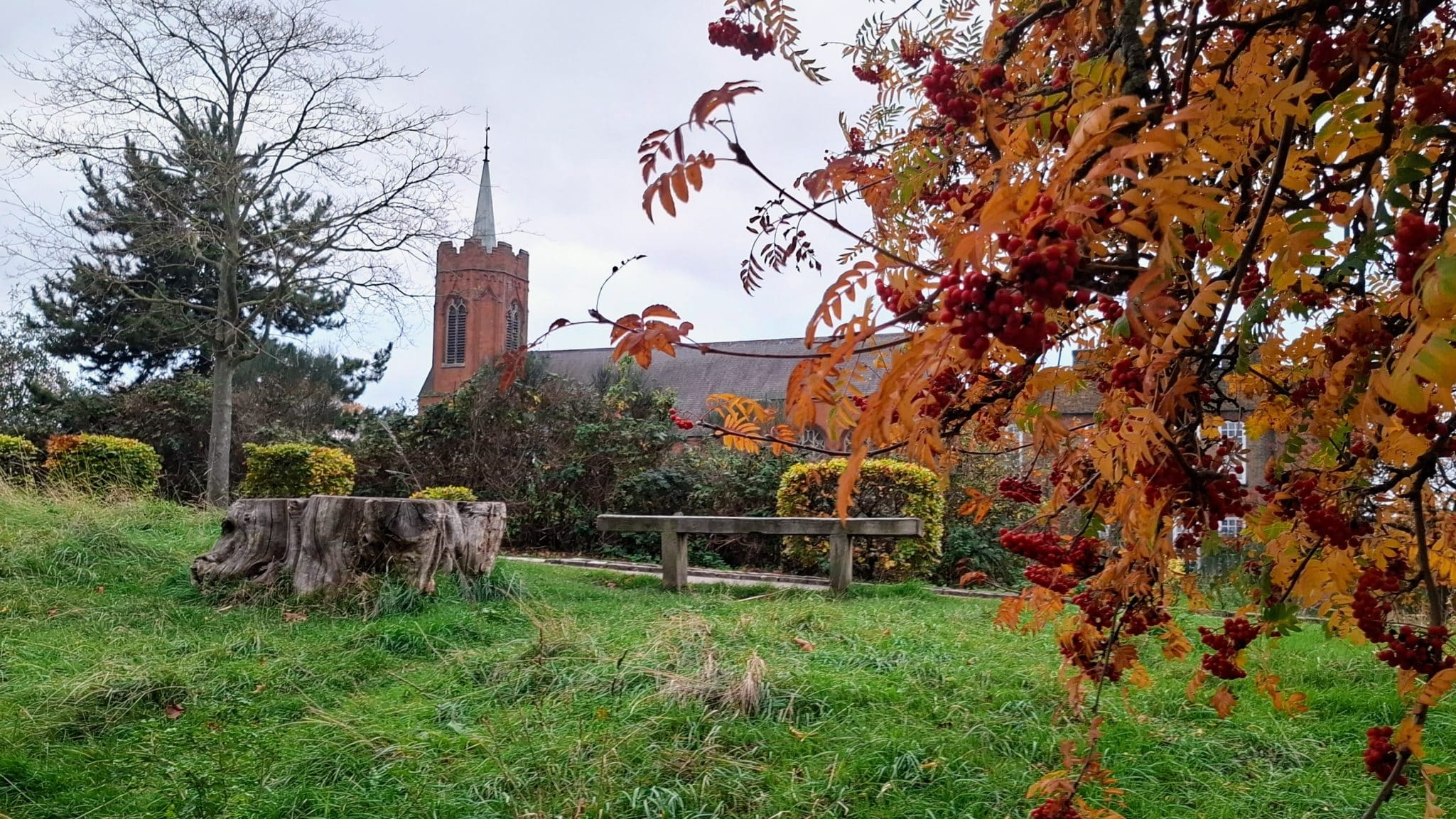 Looking towards Guardian Angels RC Church from Mile End Park